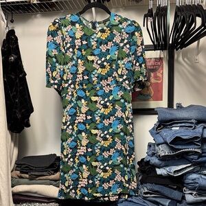 Maje Floral Mini Dress - Blue, Green, Yellow